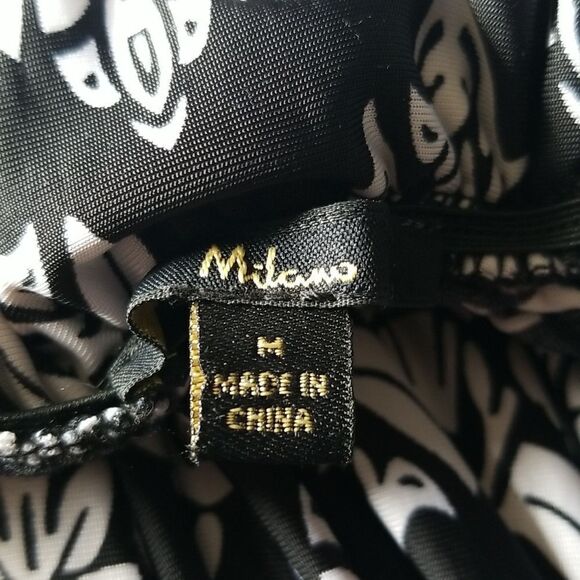 Milano Maxi Dress Sleeveless Floral Print Black and White Size Medium - Picture 4 of 7